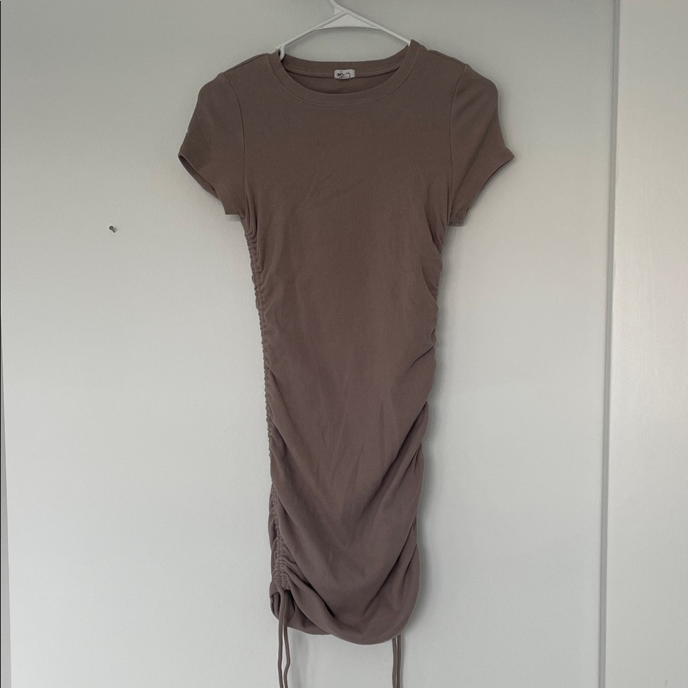 Garage Brown Ruched Mini Dress
